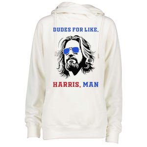 Dudes For Like Harris Man White Dude For Kamala Harris 2024 Gift Womens Funnel Neck Pullover Hood