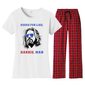 Dudes For Like Harris Man White Dude For Kamala Harris 2024 Gift Women's Flannel Pajama Set