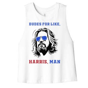 Dudes For Like Harris Man White Dude For Kamala Harris 2024 Gift Women's Racerback Cropped Tank