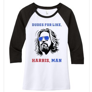 Dudes For Like Harris Man White Dude For Kamala Harris 2024 Gift Women's Tri-Blend 3/4-Sleeve Raglan Shirt