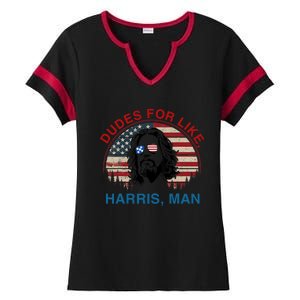 Dudes For Like Harris Man White Dude For Kamala Harris 2024 Ladies Halftime Notch Neck Tee