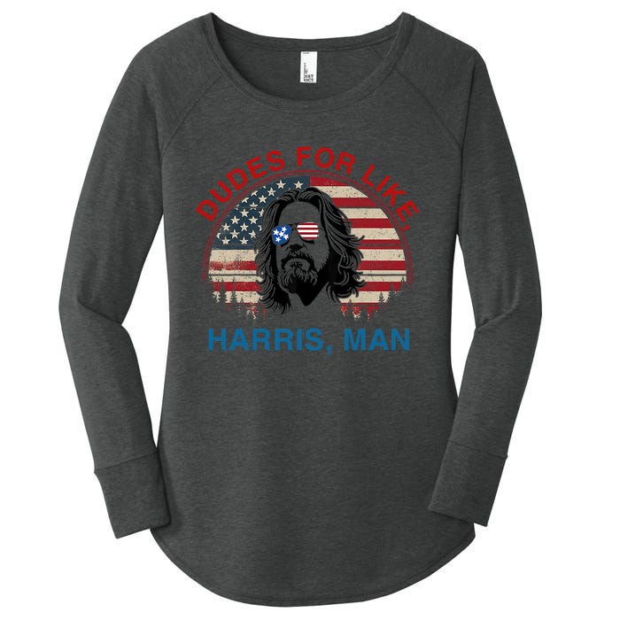 Dudes For Like Harris Man White Dude For Kamala Harris 2024 Women's Perfect Tri Tunic Long Sleeve Shirt