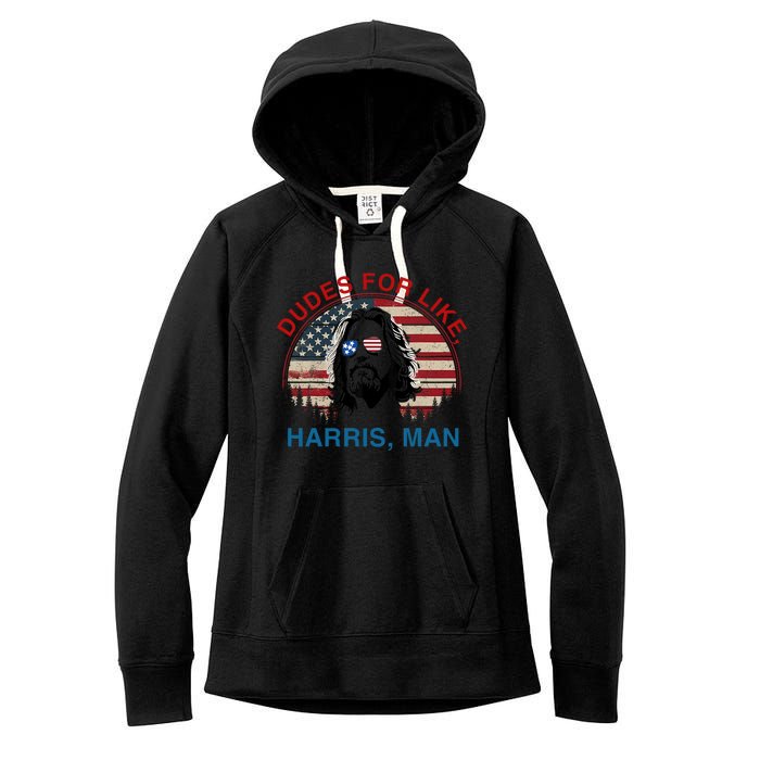 Dudes For Like Harris Man White Dude For Kamala Harris 2024 Women's Fleece Hoodie