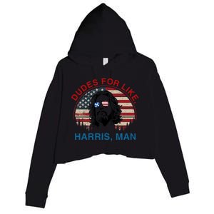 Dudes For Like Harris Man White Dude For Kamala Harris 2024 Crop Fleece Hoodie