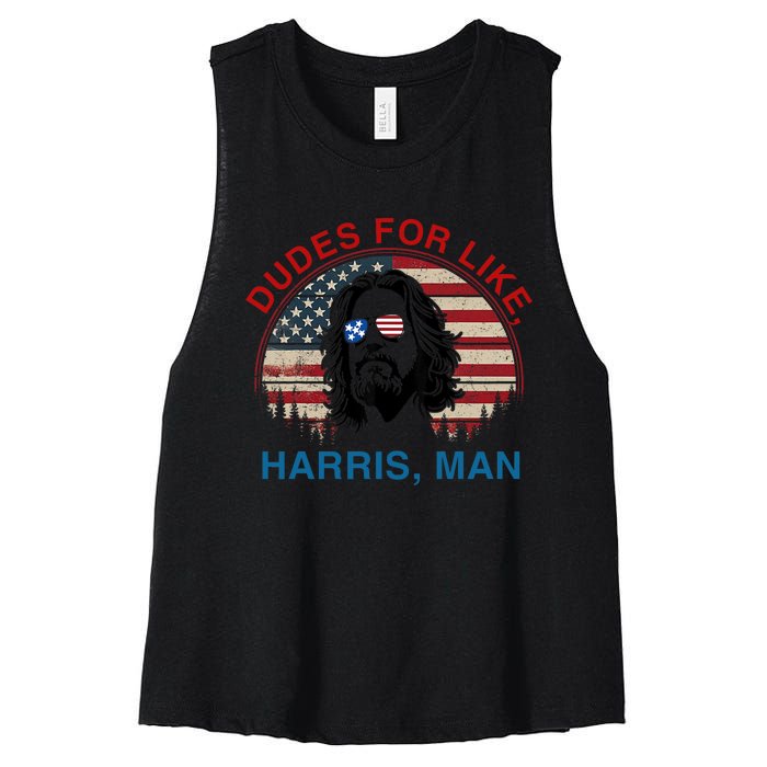 Dudes For Like Harris Man White Dude For Kamala Harris 2024 Women's Racerback Cropped Tank