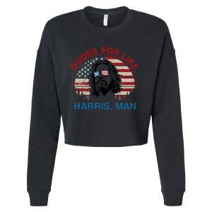 Dudes For Like Harris Man White Dude For Kamala Harris 2024 Cropped Pullover Crew