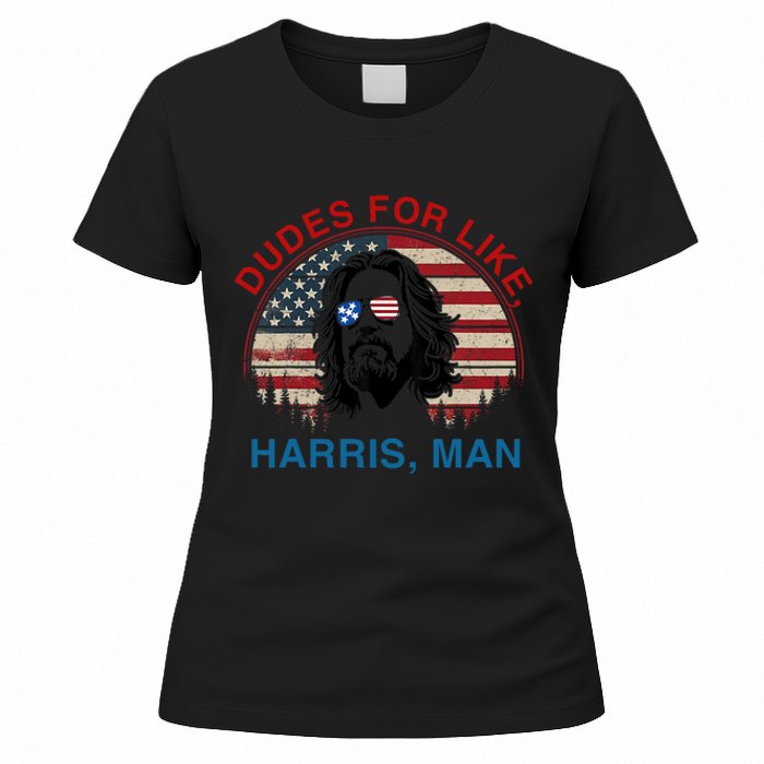 Dudes For Like Harris Man White Dude For Kamala Harris 2024 Women's T-Shirt