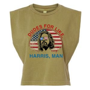 Dudes For Like Harris Man White Dude For Kamala Harris 2024 Garment-Dyed Women's Muscle Tee