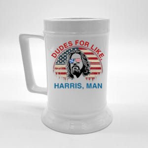 Dudes For Like Harris Man White Dude For Kamala Harris 2024 Beer Stein