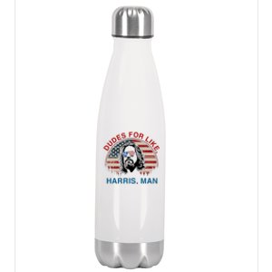 Dudes For Like Harris Man White Dude For Kamala Harris 2024 Stainless Steel Insulated Water Bottle