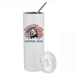 Dudes For Like Harris Man White Dude For Kamala Harris 2024 Stainless Steel Tumbler