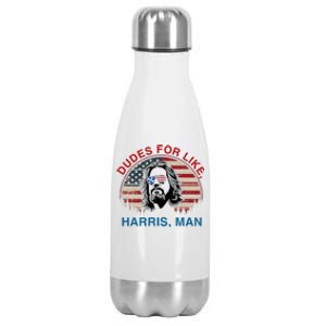 Dudes For Like Harris Man White Dude For Kamala Harris 2024 Stainless Steel Insulated Water Bottle