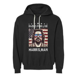 Dudes For Like Harris Man White Dude For Kamala Harris 2024 Garment-Dyed Fleece Hoodie