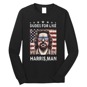 Dudes For Like Harris Man White Dude For Kamala Harris 2024 Long Sleeve Shirt