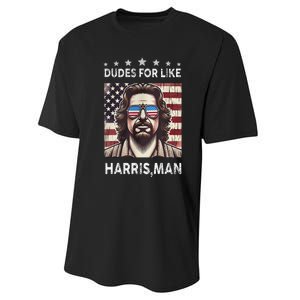 Dudes For Like Harris Man White Dude For Kamala Harris 2024 Performance Sprint T-Shirt