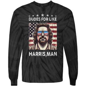 Dudes For Like Harris Man White Dude For Kamala Harris 2024 Tie-Dye Long Sleeve Shirt