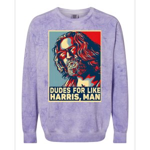 Dudes For Like Harris Man Vote Kamala For President Colorblast Crewneck Sweatshirt