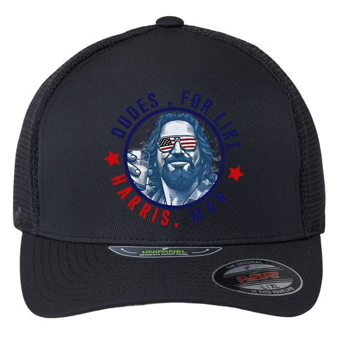 Dudes For Like Harris Man Funny White Dudes For Harris 2024 Gift Flexfit Unipanel Trucker Cap