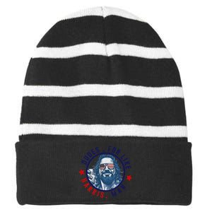 Dudes For Like Harris Man Funny White Dudes For Harris 2024 Gift Striped Beanie with Solid Band