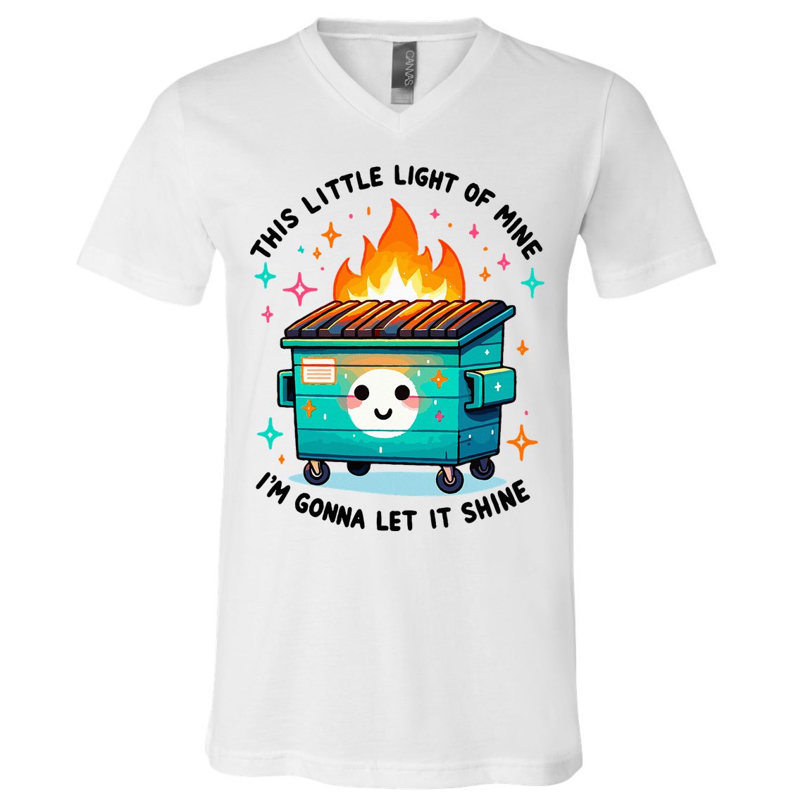 Dumpster Fire Light IM Gonna Let It Shine Halloween V-Neck T-Shirt