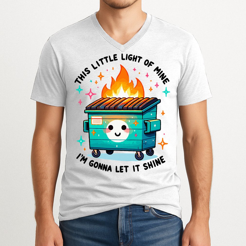 Dumpster Fire Light IM Gonna Let It Shine Halloween V-Neck T-Shirt