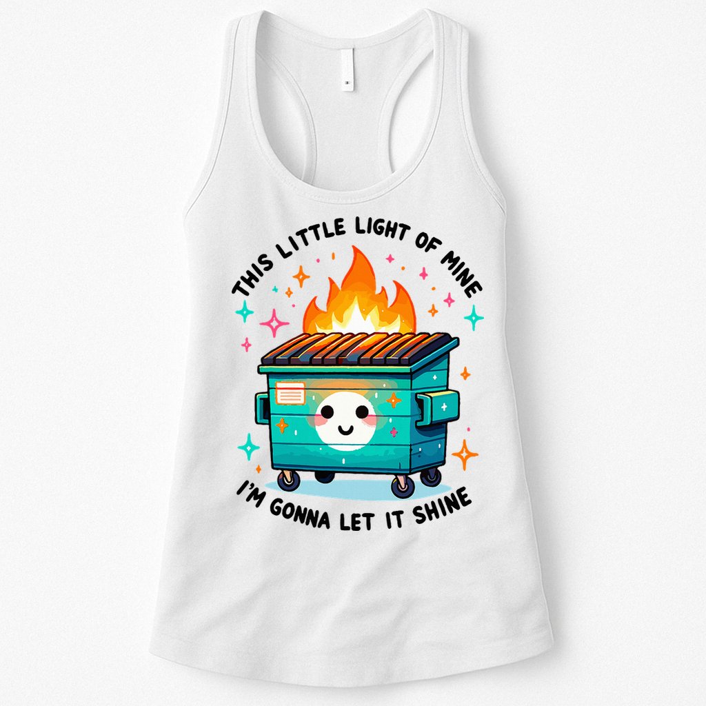 Dumpster Fire Light IM Gonna Let It Shine Halloween Womens Tank Top
