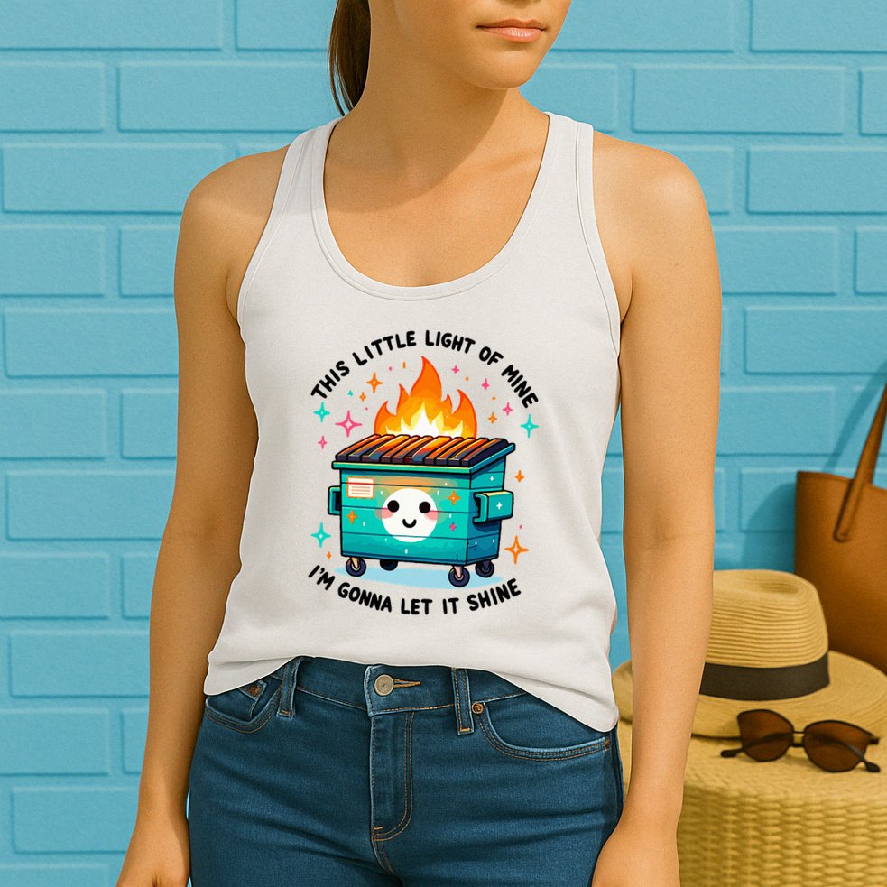 Dumpster Fire Light IM Gonna Let It Shine Halloween Womens Tank Top
