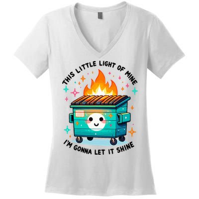 Dumpster Fire Light IM Gonna Let It Shine Halloween Women's V-Neck T-Shirt