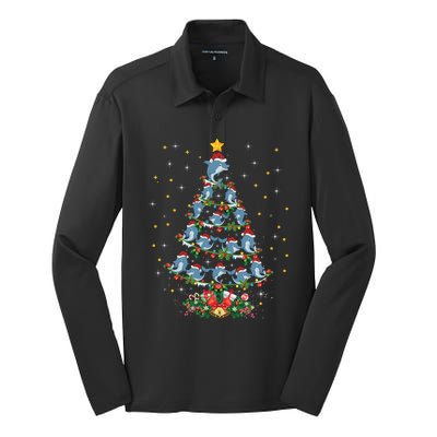 Dolphin Fish Lover Funny Xmas Santa Dolphin Christmas Tree Cute Gift Silk Touch Performance Long Sleeve Polo