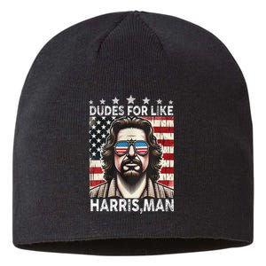 Dudes For Like Harris Man White Dude For Kamala Harris 2024 Sustainable Beanie