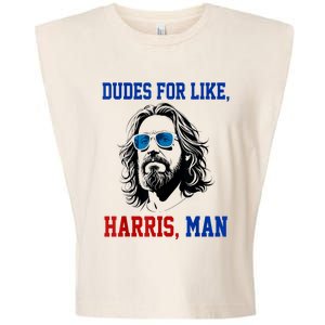 Dudes For Like Harris Man Funny Kamala Harris 2024 Garment-Dyed Women's Muscle Tee