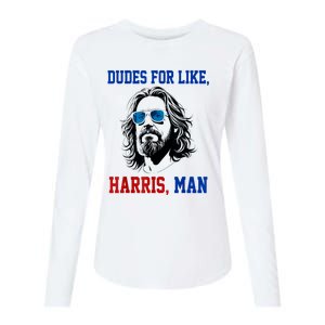 Dudes For Like Harris Man Funny Kamala Harris 2024 Womens Cotton Relaxed Long Sleeve T-Shirt