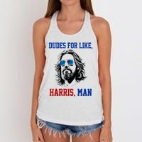 Dudes For Like Harris Man Funny Kamala Harris 2024 Women's Knotted Racerback Tank