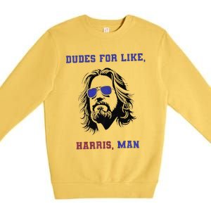 Dudes For Like Harris Man White Dudes For Harris Premium Premium Crewneck Sweatshirt