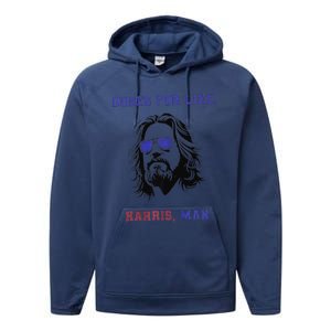 Dudes For Like Harris Man White Dudes For Harris Premium Performance Fleece Hoodie