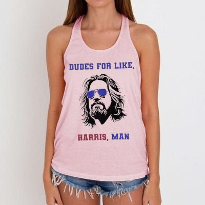 Dudes For Like Harris Man White Dudes For Harris Premium Women's Knotted Racerback Tank