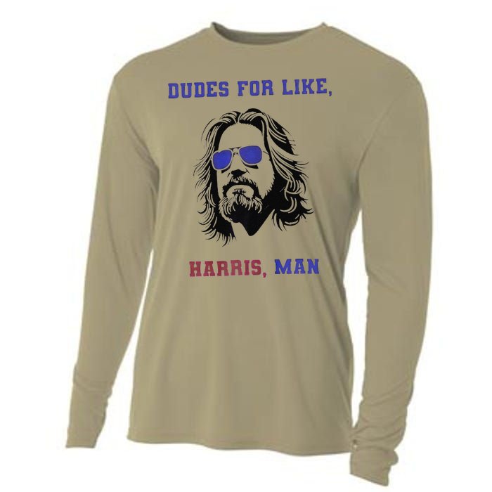 Dudes For Like Harris Man White Dudes For Harris Premium Cooling Performance Long Sleeve Crew