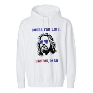 Dudes For Like Harris Man White Dudes For Harris Premium Garment-Dyed Fleece Hoodie