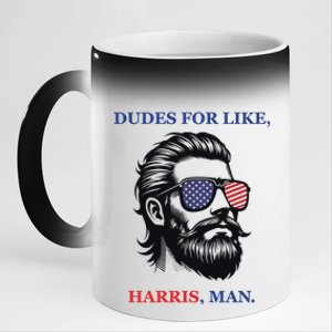 Dudes For Like Harris Man Funny Kamala Harris 2024 11oz Black Color Changing Mug