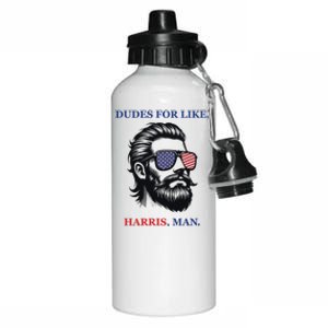 Dudes For Like Harris Man Funny Kamala Harris 2024 Aluminum Water Bottle