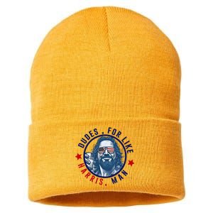 Dudes For Like Harris Man Funny White Dudes For Harris 2024 Sustainable Knit Beanie