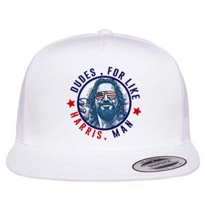 Dudes For Like Harris Man Funny White Dudes For Harris 2024 Flat Bill Trucker Hat