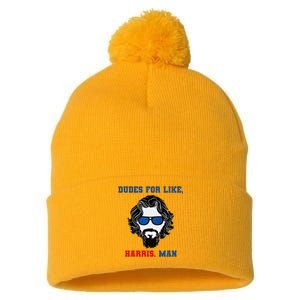 Dudes For Like Harris Man Funny White Dudes For Harris Pom Pom 12in Knit Beanie