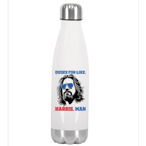 Dudes For Like Harris Man White Dude For Kamala Harris 2024 Stainless Steel Insulated Water Bottle