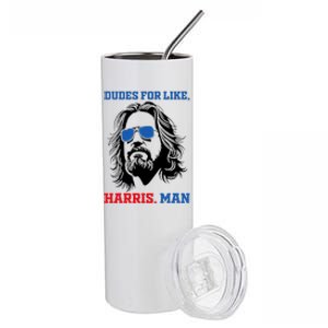 Dudes For Like Harris Man White Dude For Kamala Harris 2024 Stainless Steel Tumbler