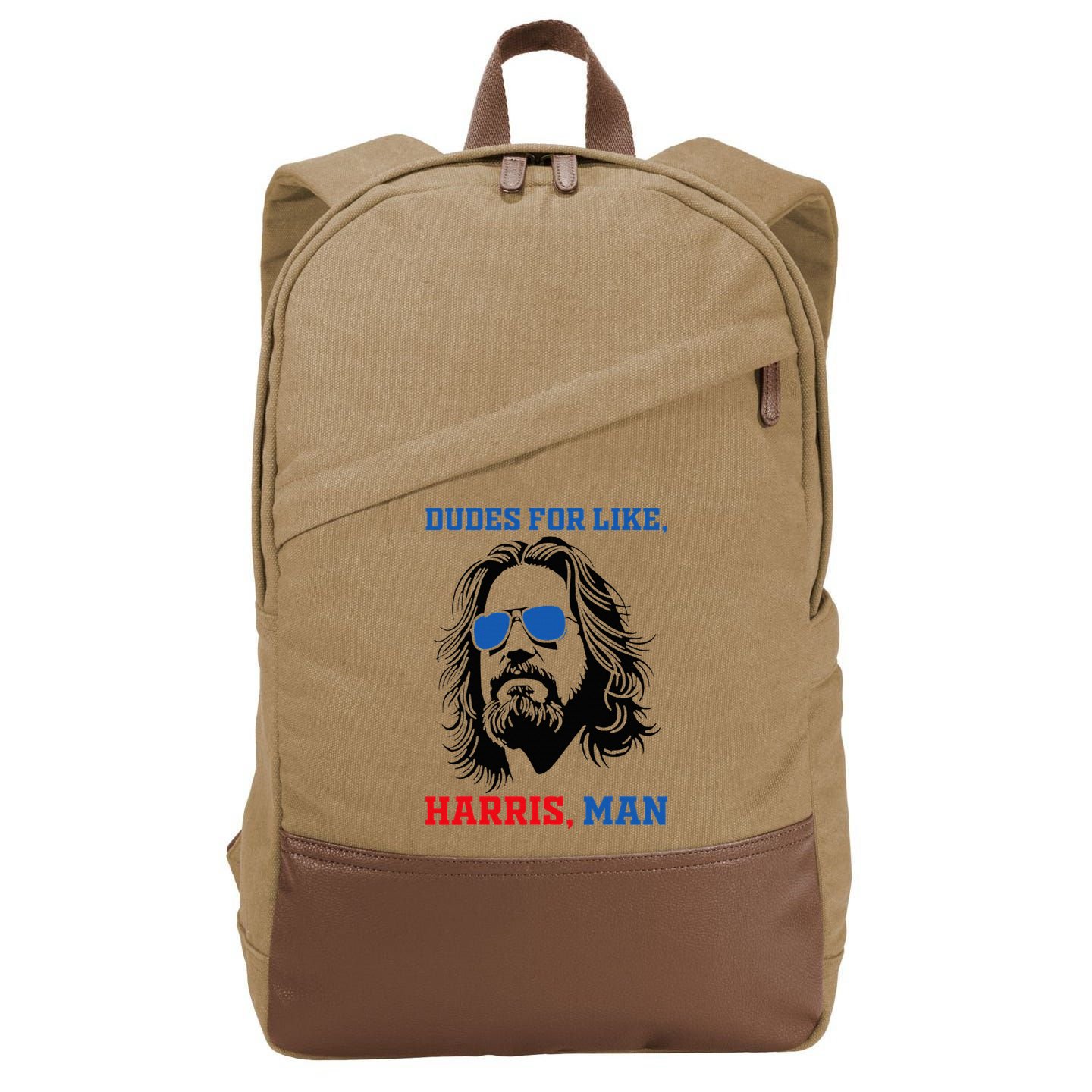 Dudes For Like Harris Man White Dude For Kamala Harris 2024 Cotton Canvas Backpack