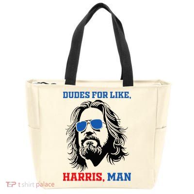 Dudes For Like Harris Man White Dude For Kamala Harris 2024 Zip Tote Bag