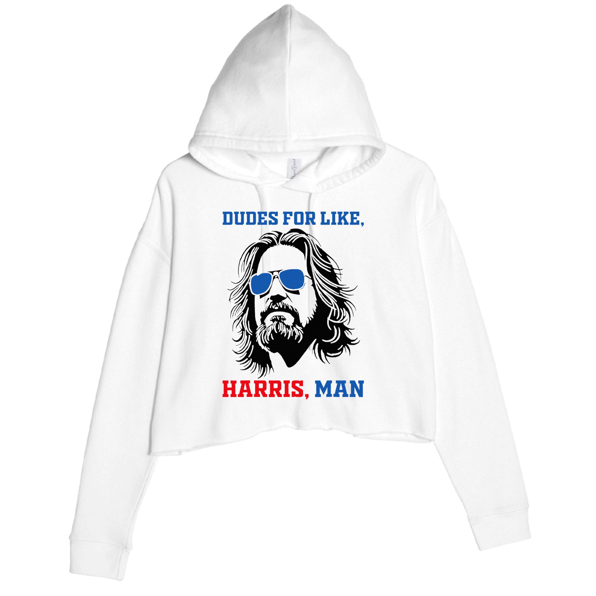 Dudes For Like Harris Man White Dude For Kamala Harris 2024 Crop Fleece Hoodie
