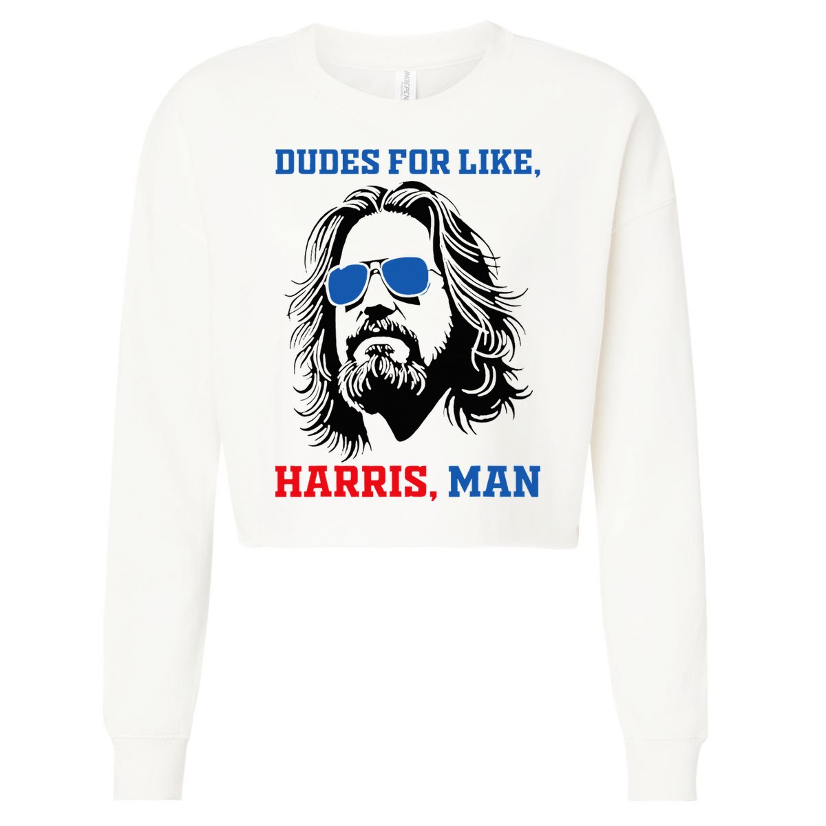 Dudes For Like Harris Man White Dude For Kamala Harris 2024 Cropped Pullover Crew