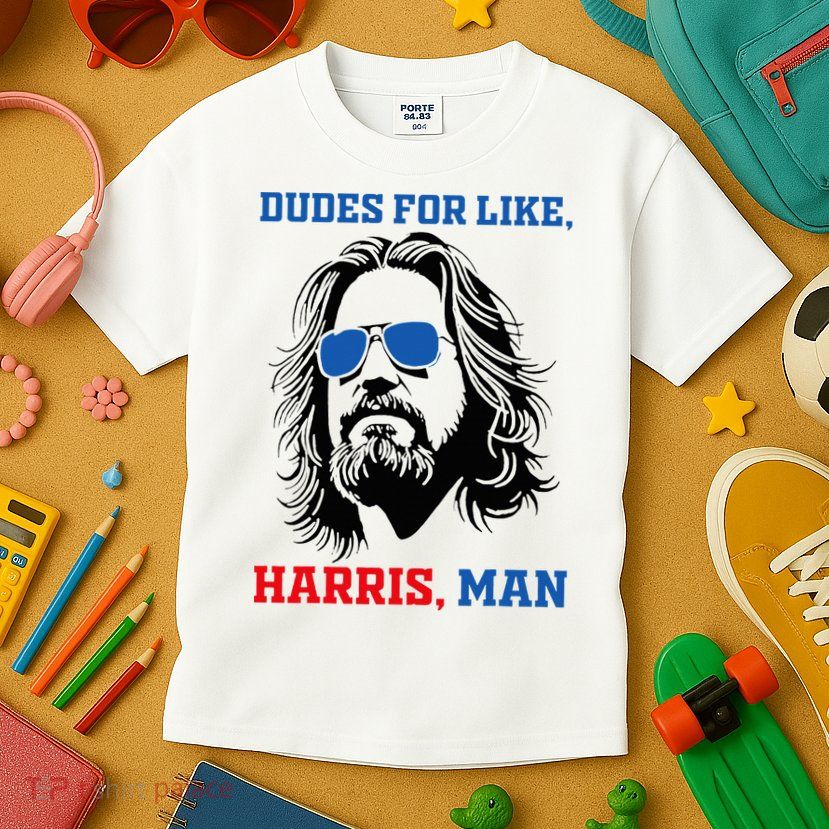 Dudes For Like Harris Man White Dude For Kamala Harris 2024 Kids T-Shirt